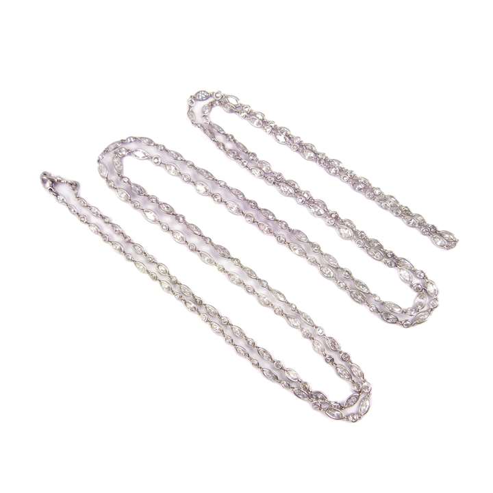 Spectacle set marquise diamond long chain necklace
